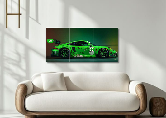 Green Speed Car Poster // split poster // A4 and A3