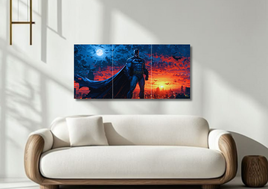 Batman Dark Knight Sunset Cityscape // split poster // a4 and a3