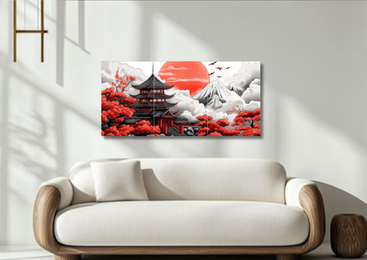 Red Pagoda Poster // Split Poster // A4 and A3