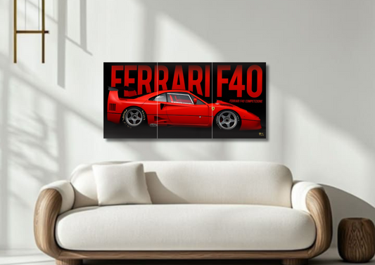 Ferrari F40 Wall // split poster // a4 and a3