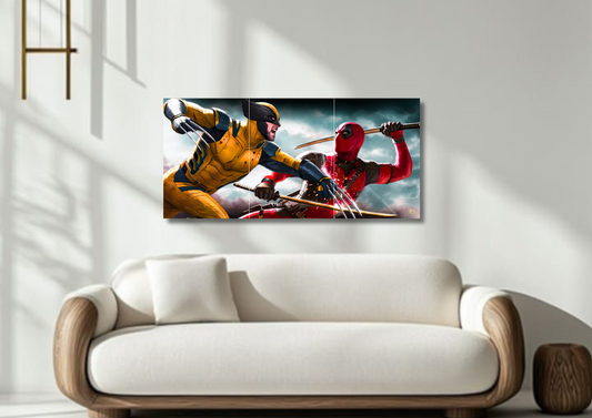 Wolverine Vs Deadpool Epic Battle // split poster // a4 and a3
