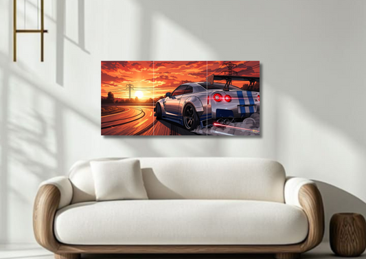 Racing Car Sunset // Split Poster // A4 and A3