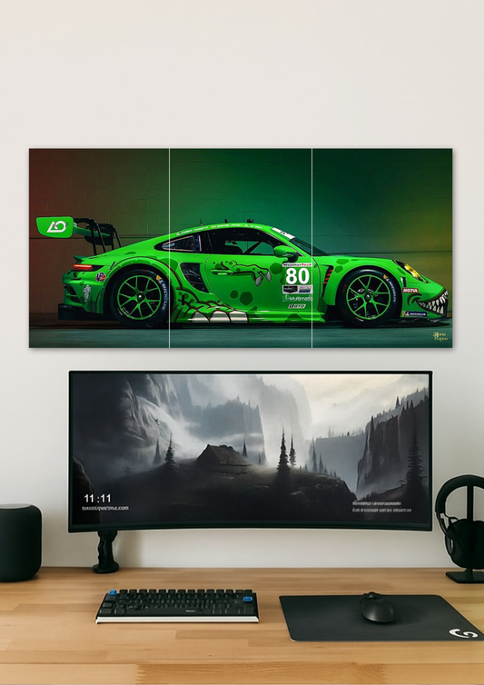 Green Speed Car Poster // split poster // A4 and A3