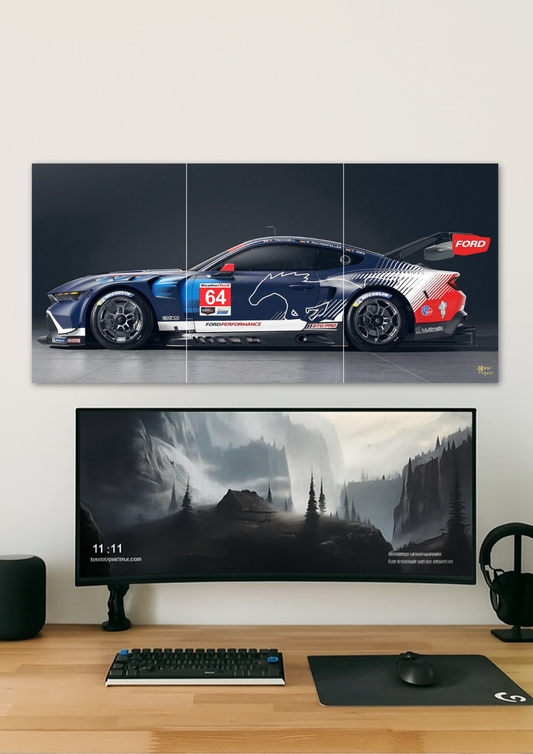 Blue Racer Car Poster // split poster // A4 and A3