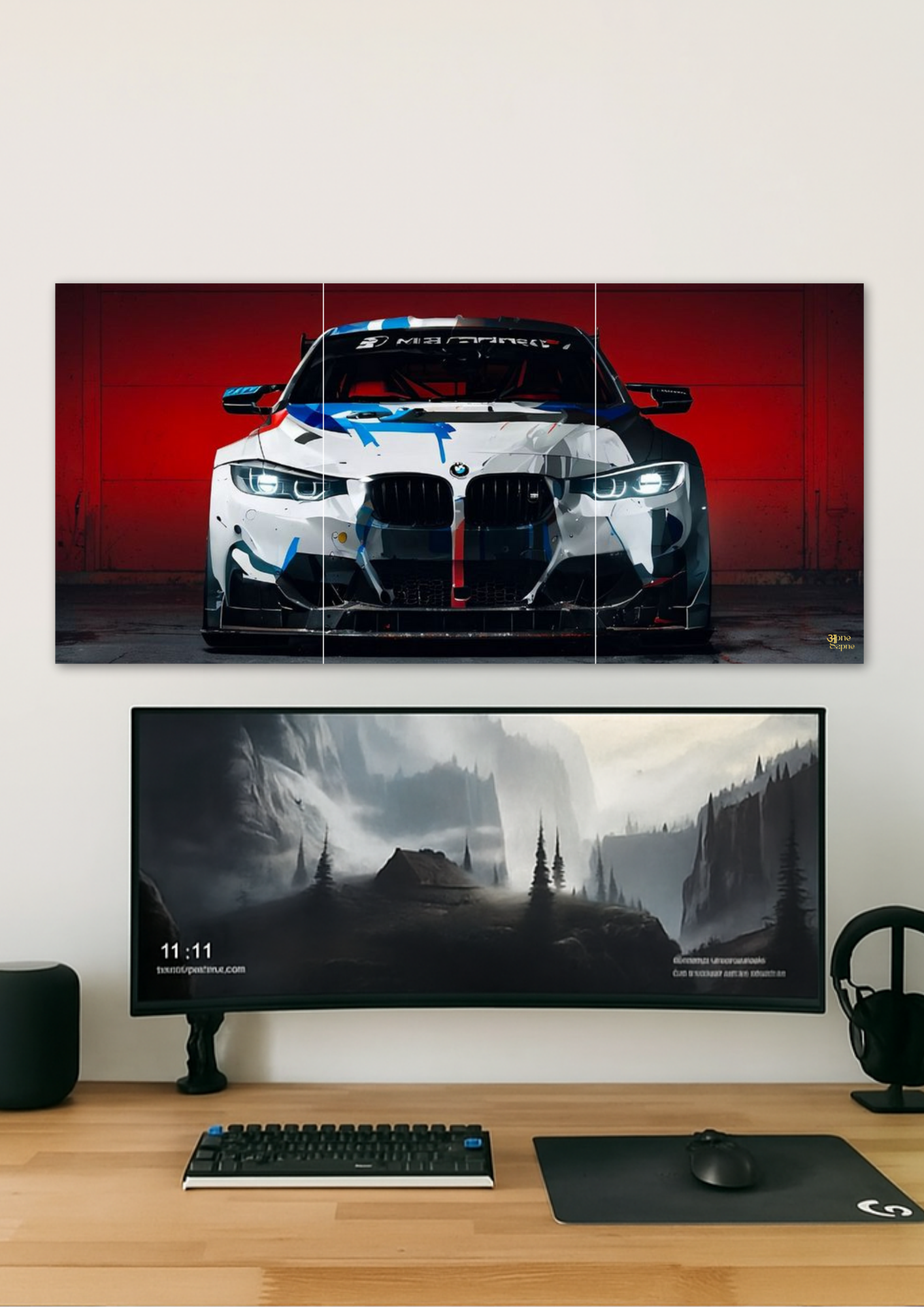 White Beast Car Poster // split poster // A4 and A3