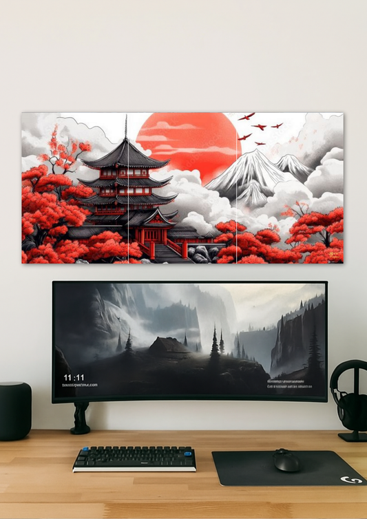 Red Pagoda Poster // Split Poster // A4 and A3