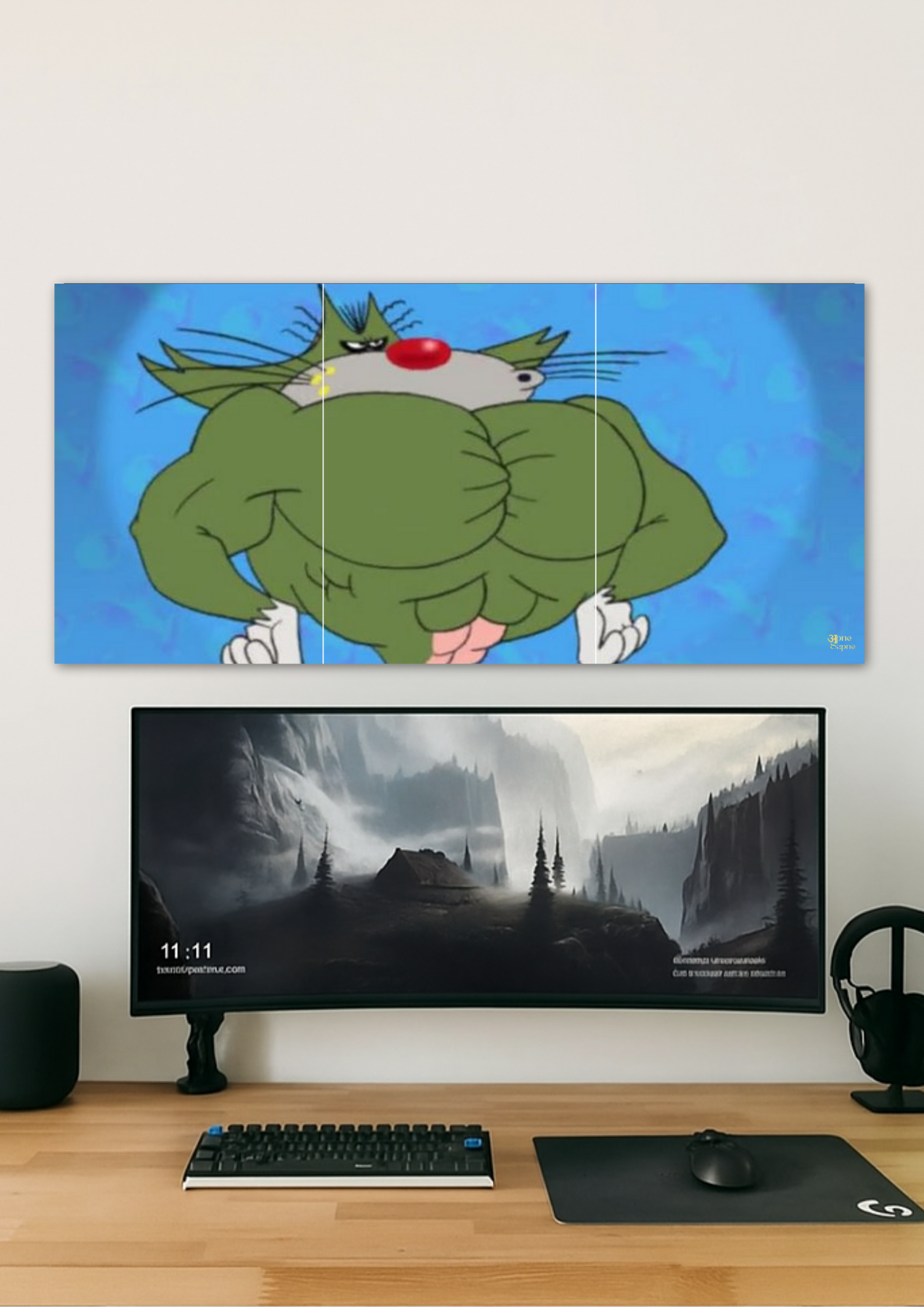 Cartoon Muscle Frog Poster // Split Poster // A4 and A3