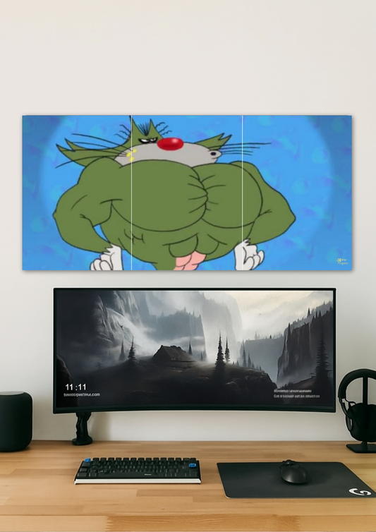 Cartoon Muscle Frog Poster // Split Poster // A4 and A3