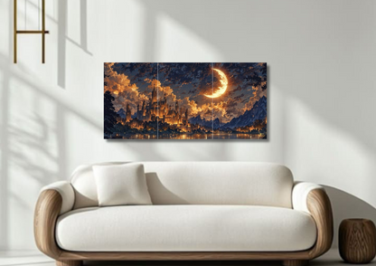 Burning Moon Poster // Split Poster // A4 and A3