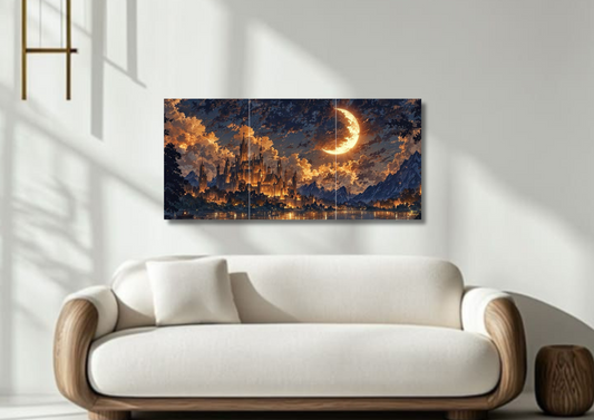 Burning Moon Poster // Split Poster // A4 and A3