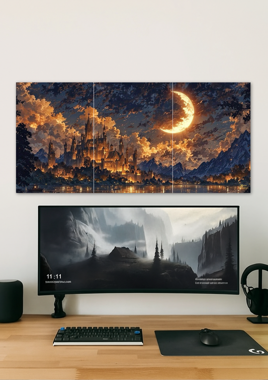 Burning Moon Poster // Split Poster // A4 and A3