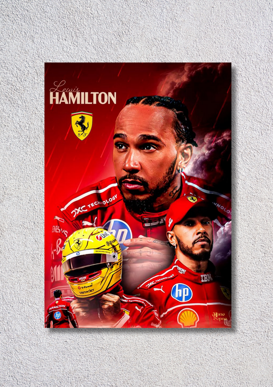 Lewis Hamilton Ferrari F1 // poster // a4 and a3
