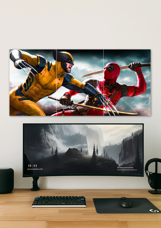 Wolverine Vs Deadpool Epic Battle // split poster // a4 and a3