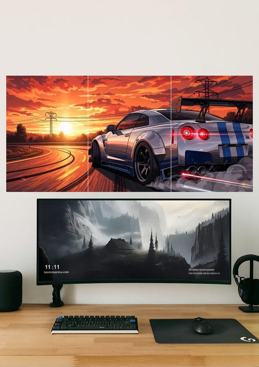 Racing Car Sunset // Split Poster // A4 and A3